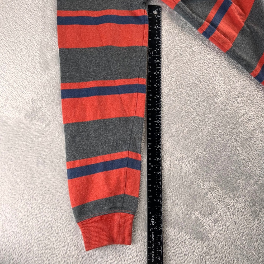 LL Bean Mens Small Regular Rugby Shirt Striped Mock Neck 1/4 Button Pullover Red - Picture 6 of 7